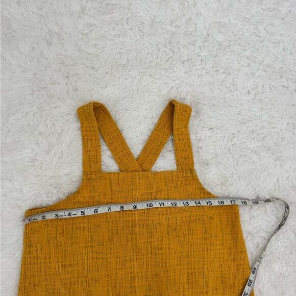 Madewell Mustard Yellow Crepe Square Neck Button Strap Tank Top - Picture 8 of 10